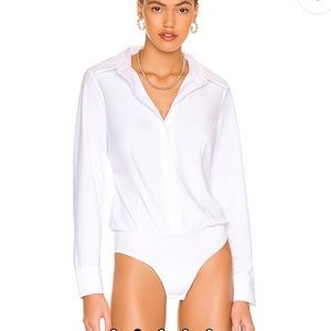 Commando Classic Button Down Bodysuit in White